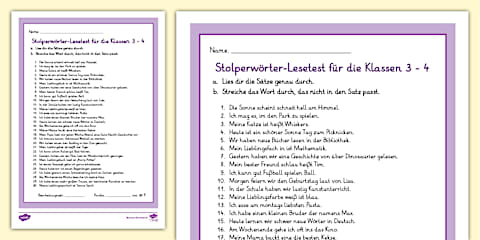 Lesetest für Klasse 3 mit Fragen zum Ausdrucken