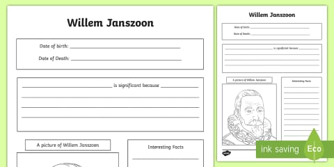 Fact File Writing Frame Willem Janszoon Fact File Template