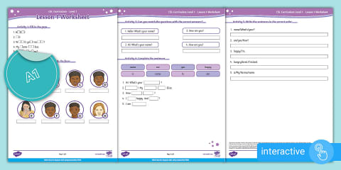 ESL Curriculum Level 1, Lesson 1 Worksheet