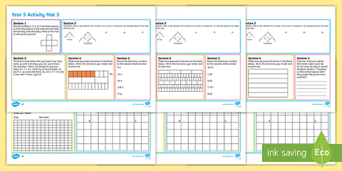 Year 5 Spring 1 Maths 4 Differentiated Activity Mat