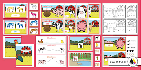 Farm Shape Matching Farm Animals 2D Shape Matching Mats