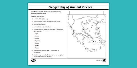 Ancient Map of Greece Display Poster | Ancient Greece Map