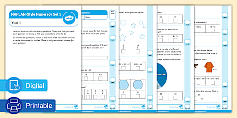 Year 5 NAPLAN-Style Interactive PDF Numeracy Example Tests - Set 3