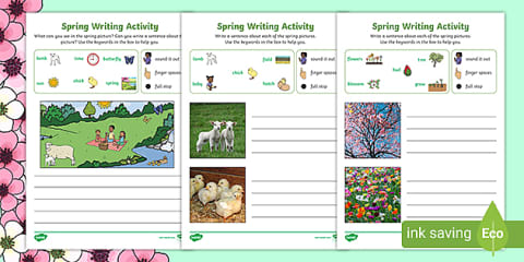 Spring Cut and Stick Symbol Matching Activity- Twinkl