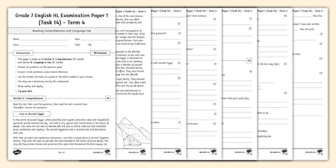 Grade 7 English Home Language - Term 1 - Test (CAPS Aligned)