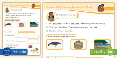 Grade 2 Phonics: Silent e (e-e) Assessment Sheet