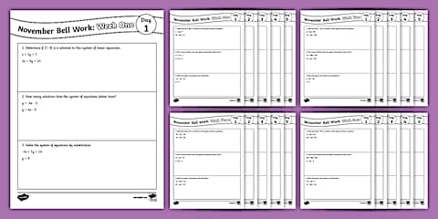 Eighth Grade Math August Bell Work Bundle