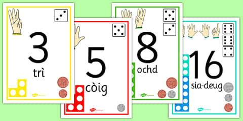 Gaelic Numbers 0-20 Scottish Gaelic Numbers Display Posters