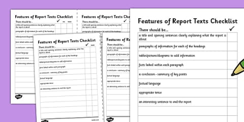 Level 3 Writing - Information Report Checklist