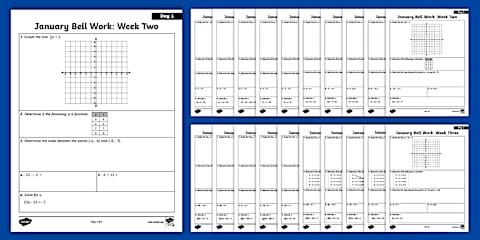 Eighth Grade Math February Bell Work Bundle