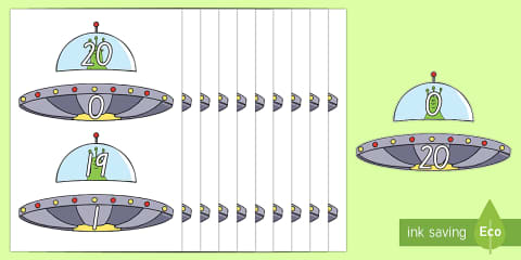 Number Bonds to 10 (Alien Spaceship) Matching Cut-Outs