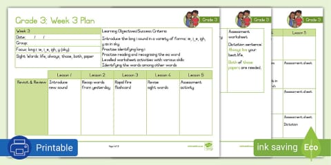 Grade 3 Phonics Term 2 Week 1 Planning