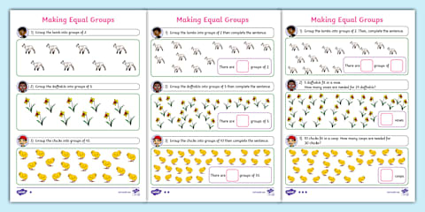 Year 1 Equal and Unequal Groups Maths Activity Sheet