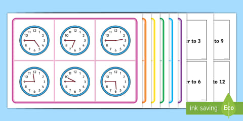 Clock Matching Game - Quarter To