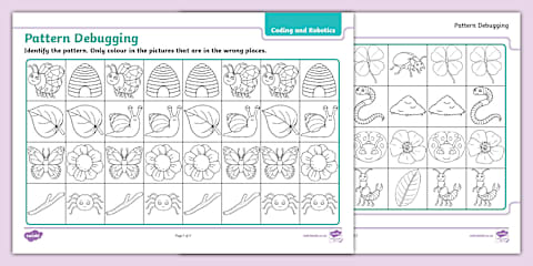 Grade R - Robotics and Coding - Coding - Pattern Recognition Worksheet ...