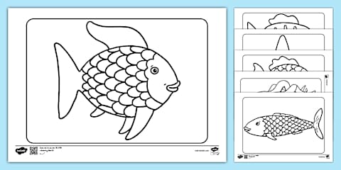 Fish Themed 2D Shape Colouring Worksheet