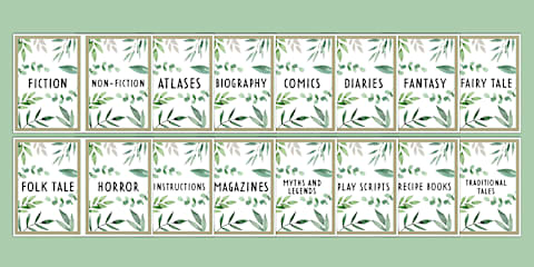 Muted Botanical Themed Acorn Library Labels
