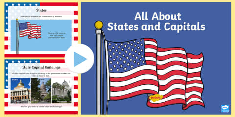 States and Capitals Click and Flip PowerPoint for K-2nd Grade