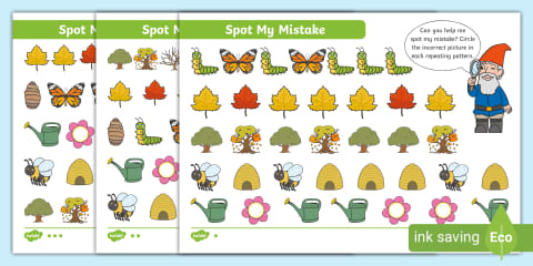 Minibeasts Spot My Mistake Cut and Stick Activity