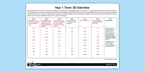 Year 1 Term 1A Bumper Spelling Pack