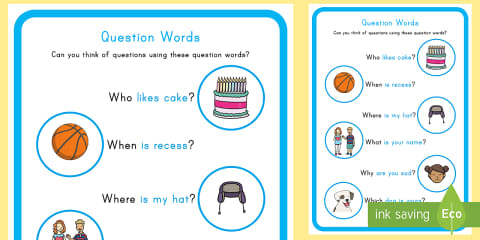 Question Words: Who, What, Where, When, Why, and How Posters