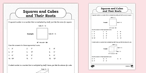 Grade 7 - Maths - Square Roots and Cube Roots - Activity Sheet (CAPS ...