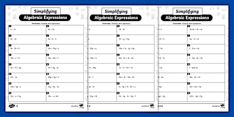 Seventh Grade Factoring Linear Expressions Worksheet