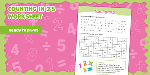 Counting In 3s Missing Numbers Number Line