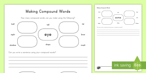 Sentence Matching Activity Compound Word Sentences Worksheet