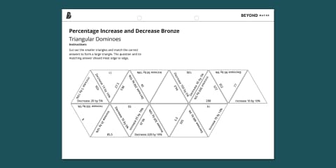 Percentage Increase and Decrease - Deceptive Triangular Dominoes