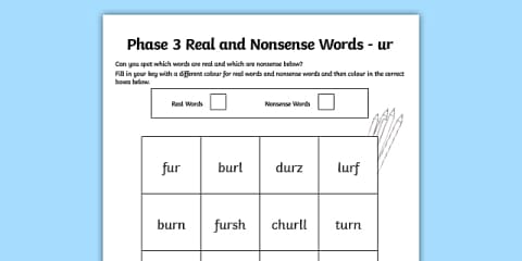 'ur' Sounds Differentiated Worksheet