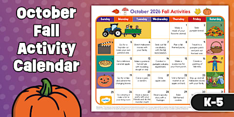 October Calendar Activity Mat