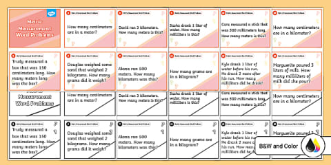 Standard Measurement Word Problem Challenge Cards for 3rd-5th Grade
