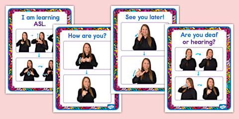 American Sign Language (ASL) Colors Chart and Posters