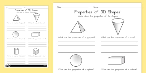 Year 1 Properties Of 2D Shapes Worksheet Pack
