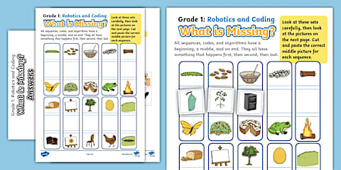 Grade 1 Robotics and Coding - Term 1 - Coding Worksheet: Missing ...