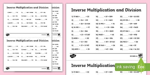 Year 5 Missing Number Multiplication & Division Worksheet Pack