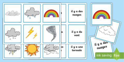 Matching Weather French French Weather and Clothes Matching Cards