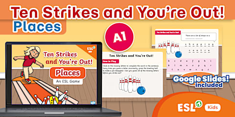 ESL Ten Strikes and You're Out! Adjectives [Kids, A1]