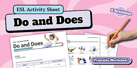 ESL Subject Verb Agreement: 'Do' or 'Does' Worksheet [Kids, A2]