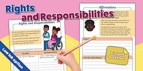 Rights and Responsibilities of Citizens Sorting Worksheet for K-2nd Grade