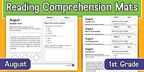 First Grade September Daily Reading Comprehension Mats