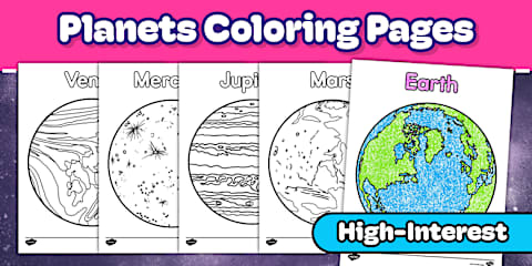 Space: Order of the Planets in Our Solar System Colouring Sheet