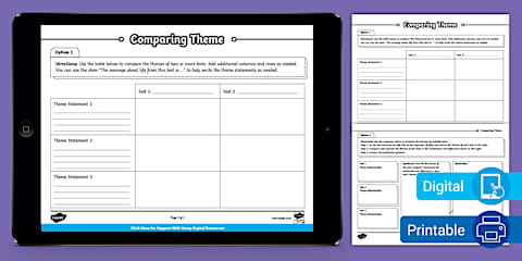 Summarizing Theme Graphic Organizer for 6th-8th Grade
