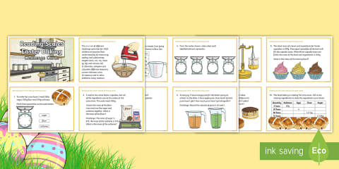 UKS2 Maths Reading Scales Easter Baking Challenge Cards