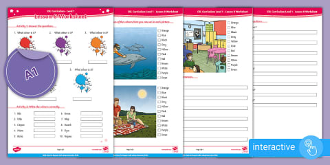 ESL Curriculum Level 1, Lesson 5 Interactive Worksheet