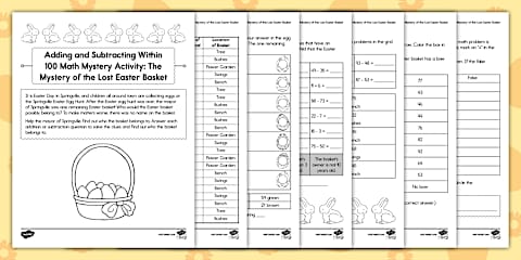 Easter Bunny Subtraction Decoding Worksheet for K-1st Grade