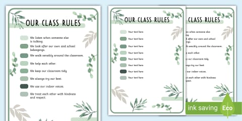 Botanical-Themed Our Class Rules Display Poster