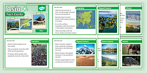 Human and Physical Features of Asia Sorting Cards