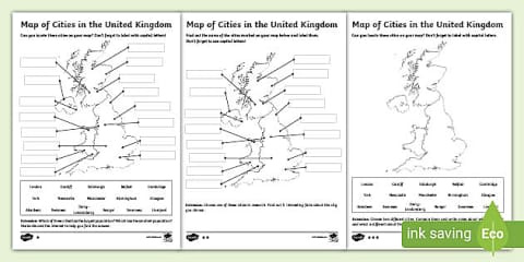 Differentiated Countries of the United Kingdom Labelling Worksheet Pack